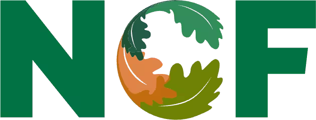 NCF Logo with a natural woodland theme, using oak leaves making up the C.